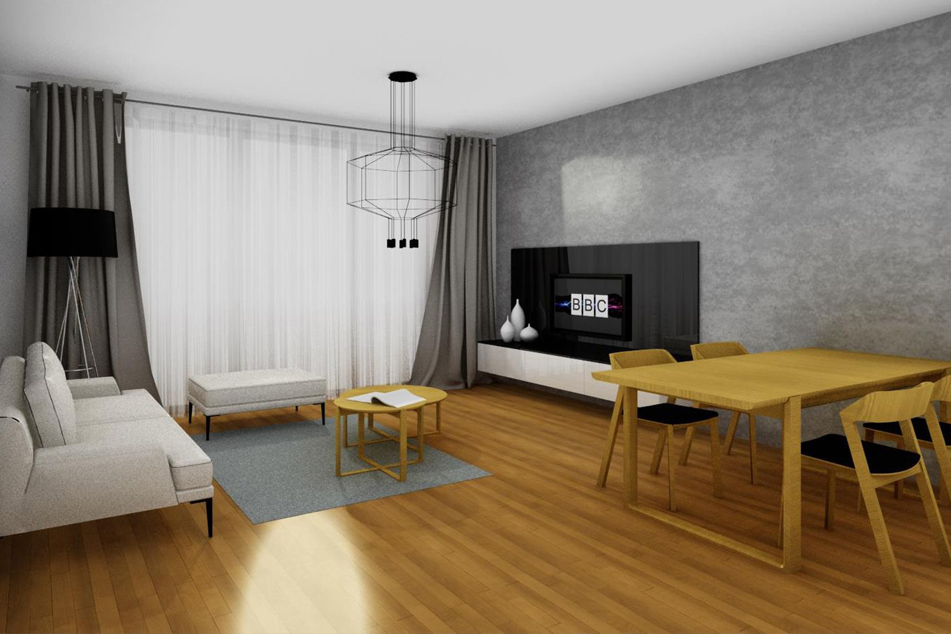 Hanák nábytek Návrh Interiér Vizualizace Obývací pokoj